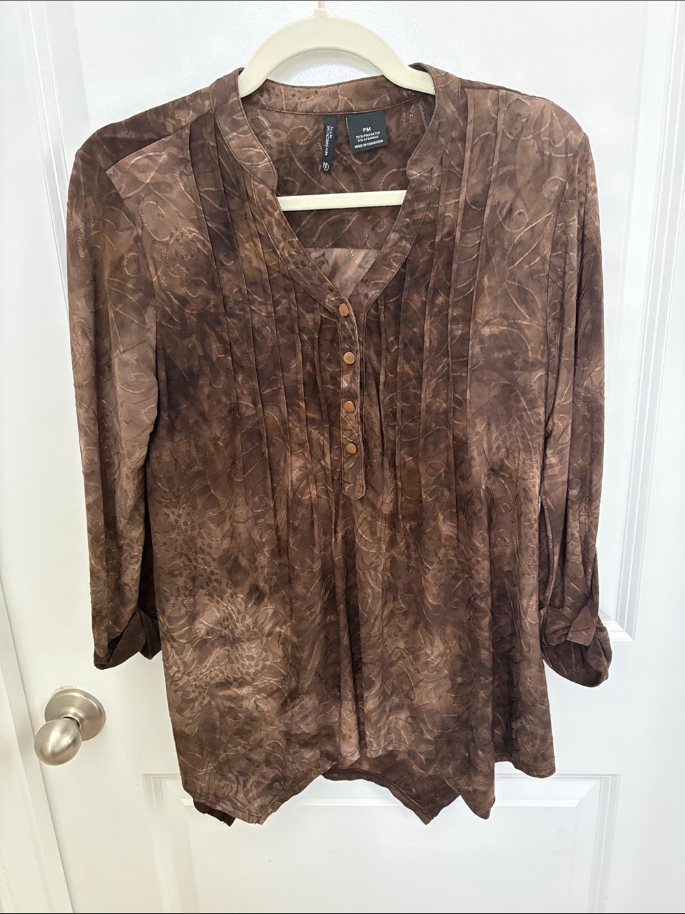 new directions Brown Pintuck Henley Tunic